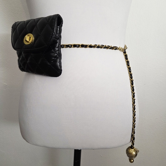Black and gold chain bag belt - Picture 5 of 11